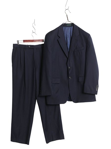 な ! 90 s ローレン ラルフローレン セットアップ メンズ M ストライプ スーツ テーラード ジャケット サマー ウール カナダ製