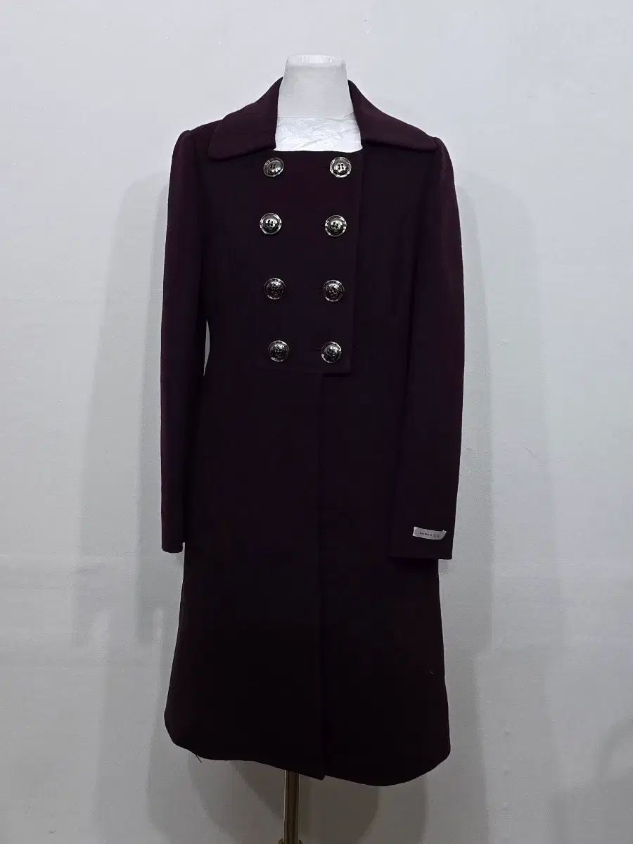 90 The HANDSOME SJSJ バーガンディ ダブル ボタン ハンドメイド ロング コート