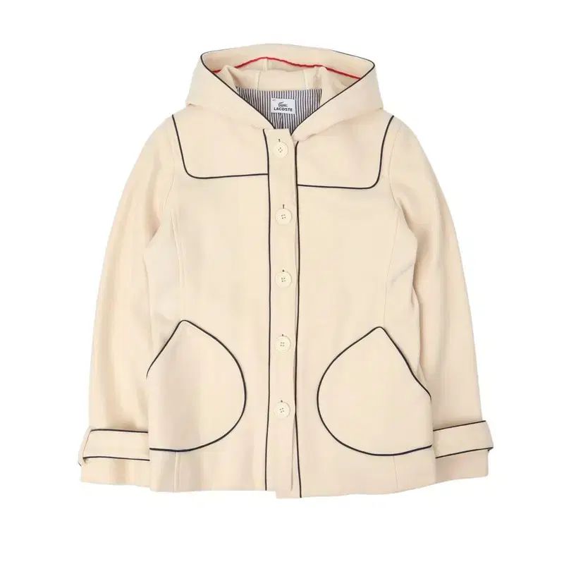 ラコステ アイボリー ウール フーディ コート ジャケット