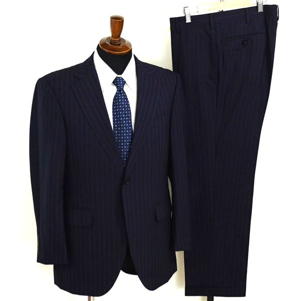 五大陸 英国製生地 2つボタン シングルスーツ M A5 ダークネイビー