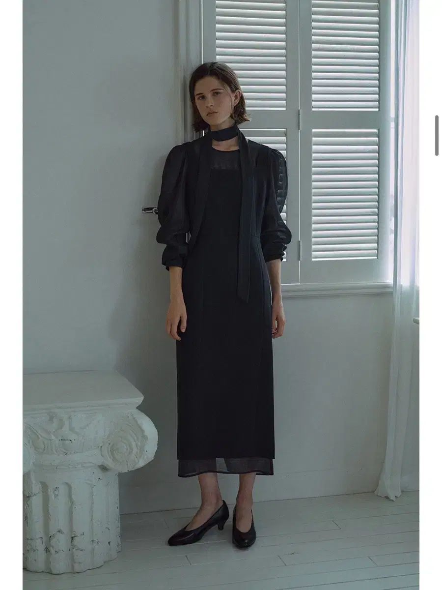 ラメレイ Sheer layered tie dress