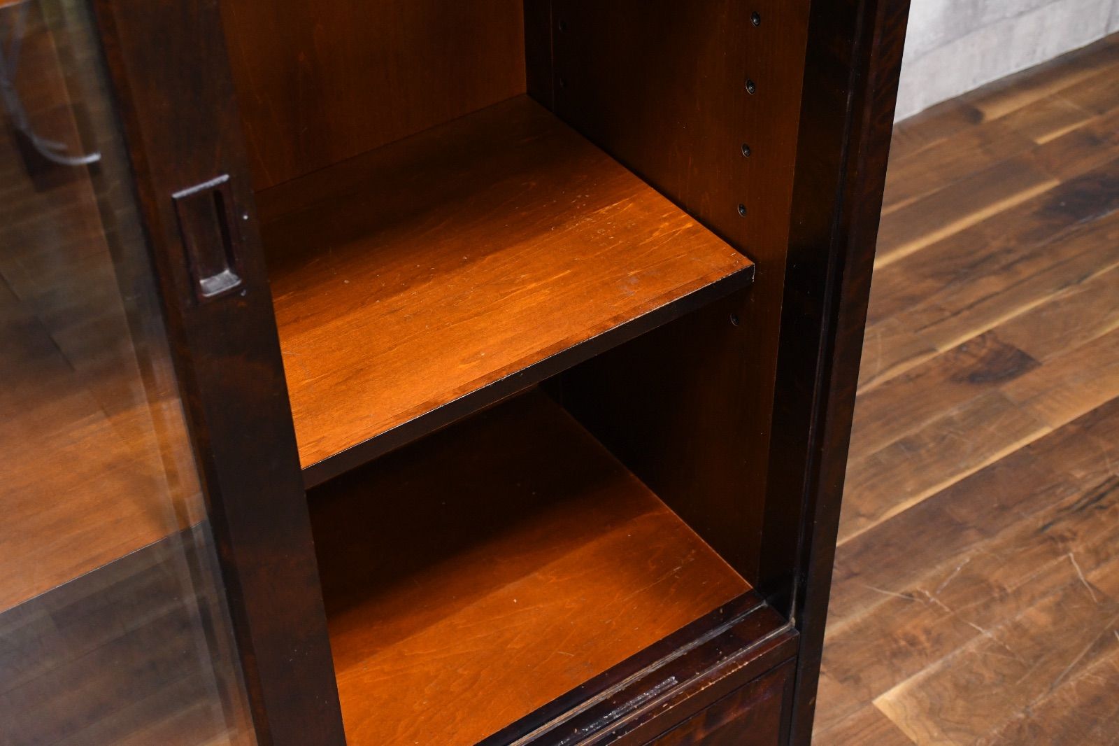 ELC46 北海道民芸家具 ブックキャビネット カバ材 樺無垢材 本棚 書庫