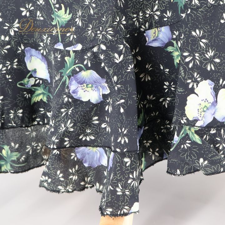 フラメンコ用紫色花柄スカート 黒地に紫と橙の花柄スカート - メトロポリタン オンライン（レトロ