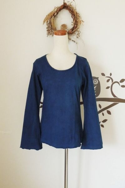 asana ヘンプコットン 厚手 フ ースリーブ●草木染めインディゴ