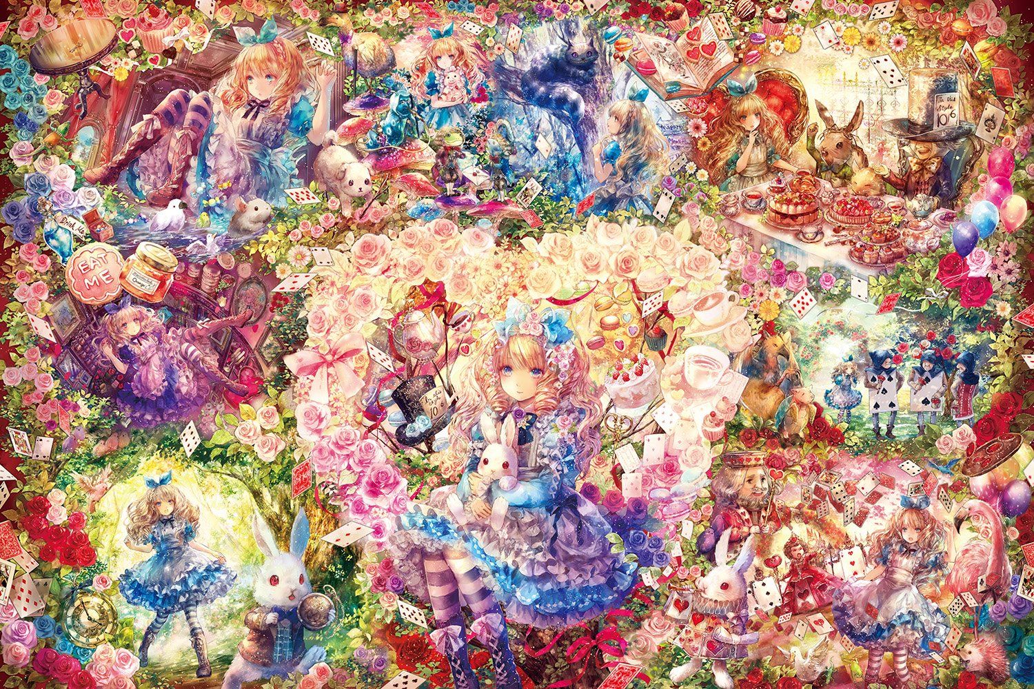 1000ピース ジグソーパズル めざせ! パズルの達人 おにねこ アリスの物語 50 x 75 cm