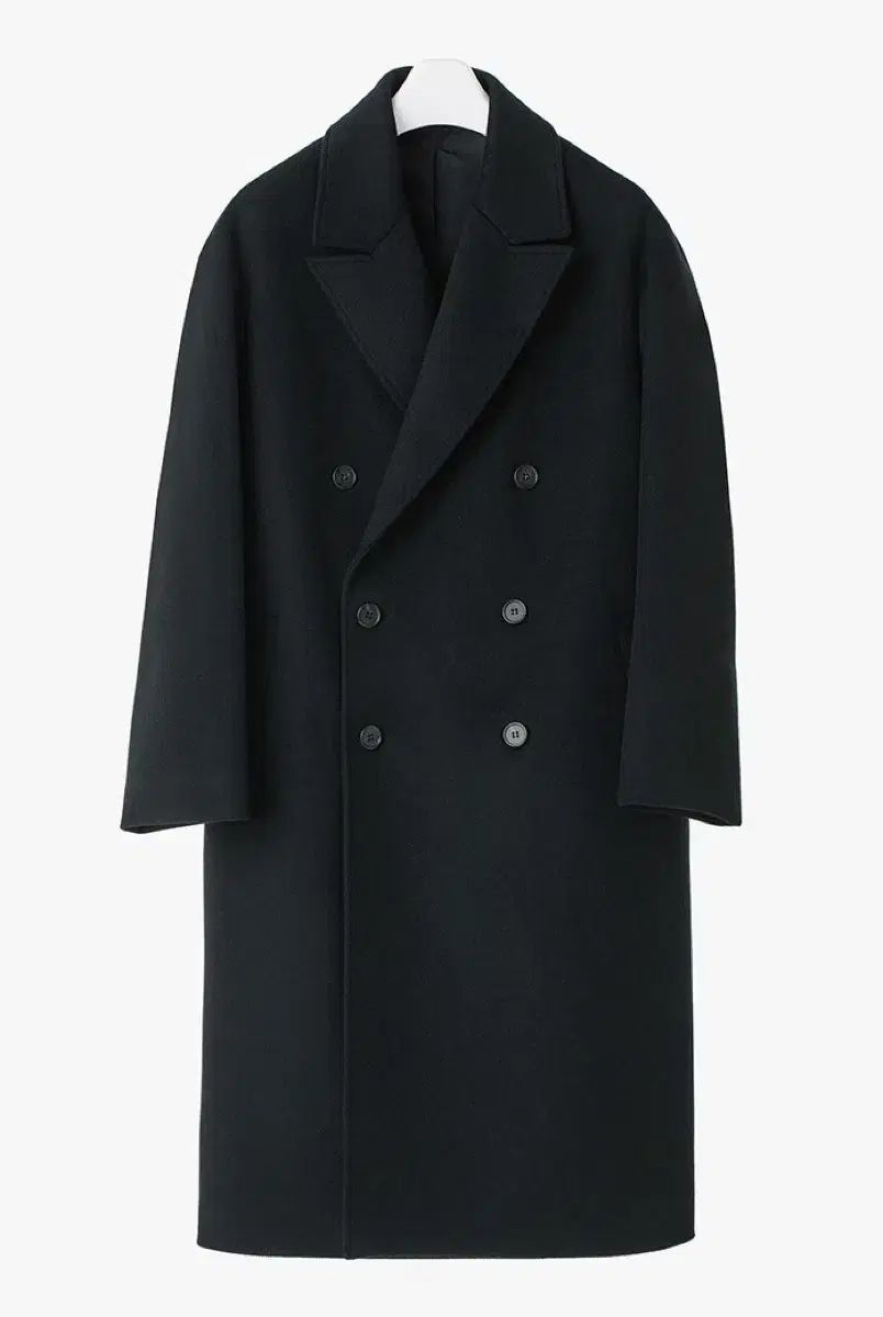 クアー オーバーサイズ ダブル ロングコート ブラック