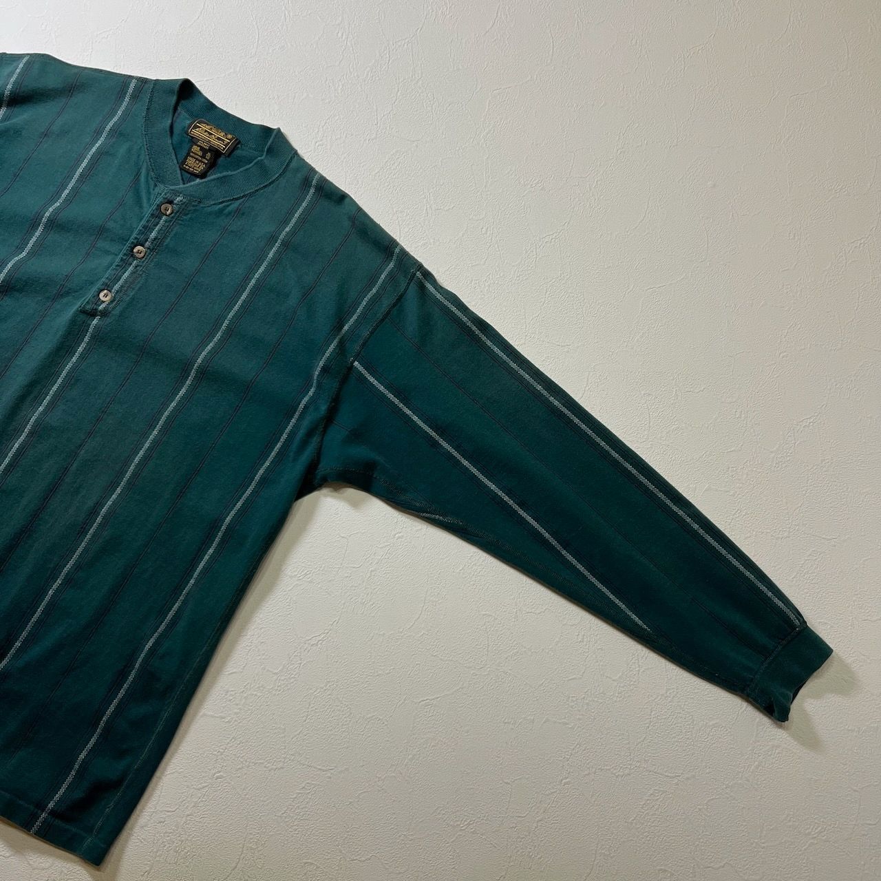 80s USA Eddie Bauer ヘンリーネック ストライプ ロンT エディー