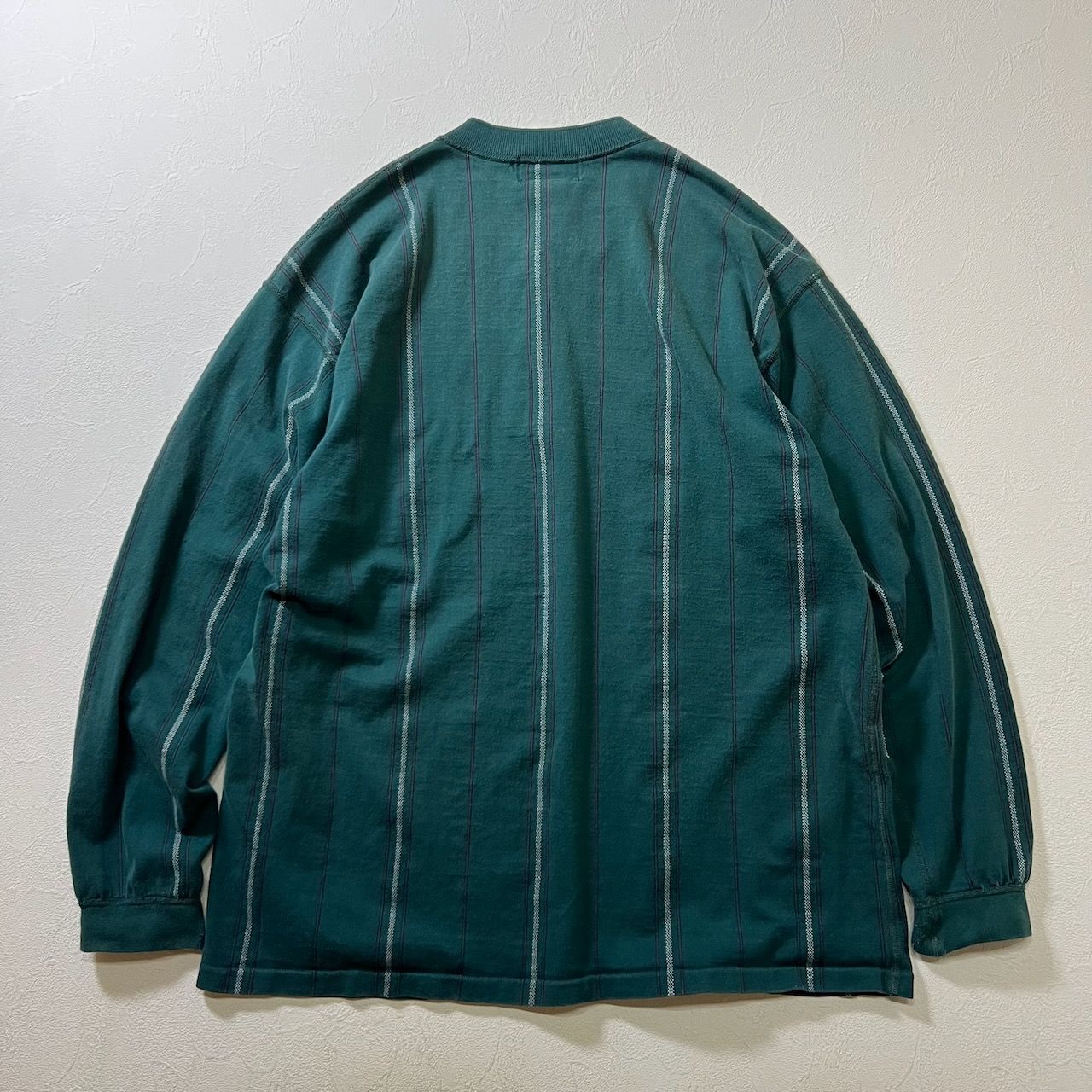 80s USA Eddie Bauer ヘンリーネック ストライプ ロンT エディー