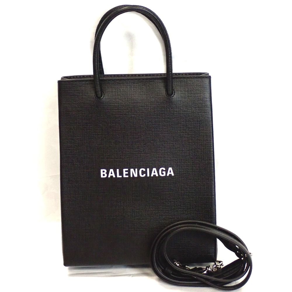 Th 652731 バレンシアガ ラージ ショッピングバッグ 693805 ブラック ハンドバッグ 2 WAY ショルダーバッグ BALENCIAGA 良好
