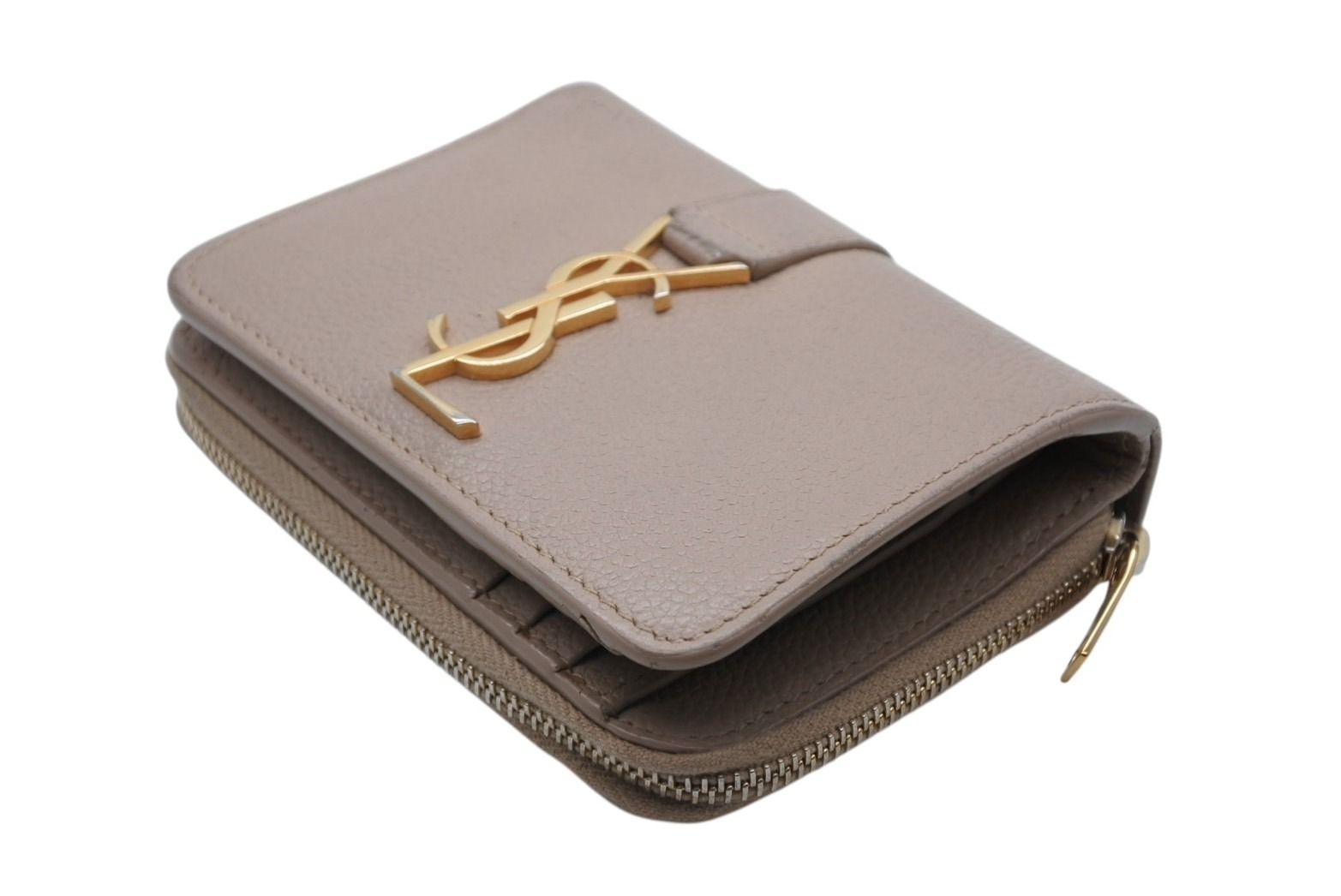 サンローラン ベージュ 二つ折り財布 SAINT LAURENT サンローラン カサンドラ ジップウォレット 二つ折り