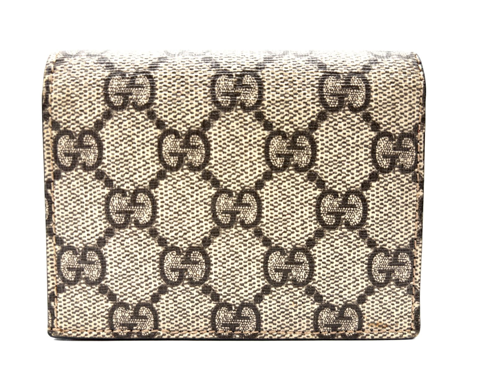 美品 GUCCI グッチ 二つ折り財布 GGスプリーム シマライン フェイス