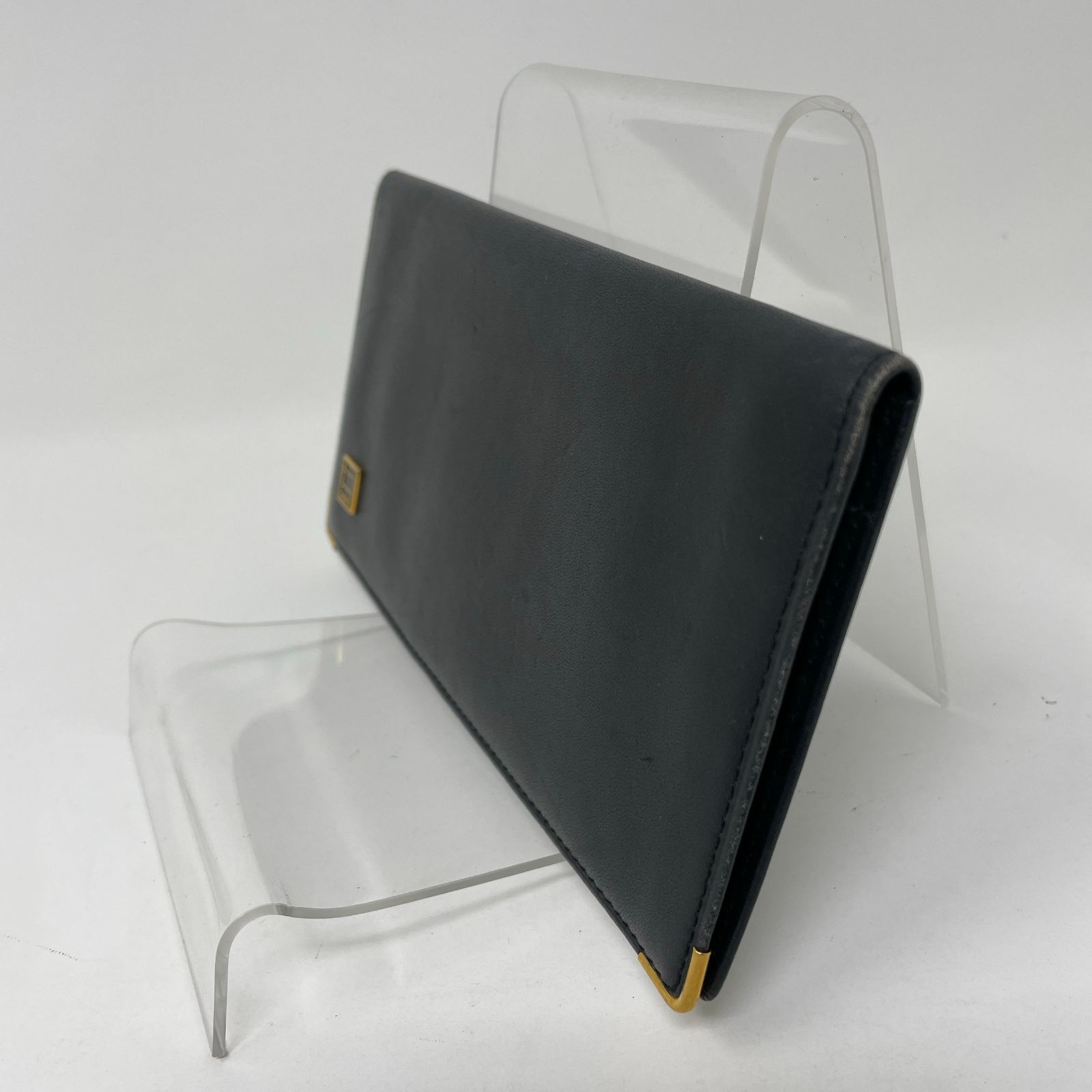 ダンヒル dunhill ゴールド ロゴプレート 二つ折り長財布 ブラック