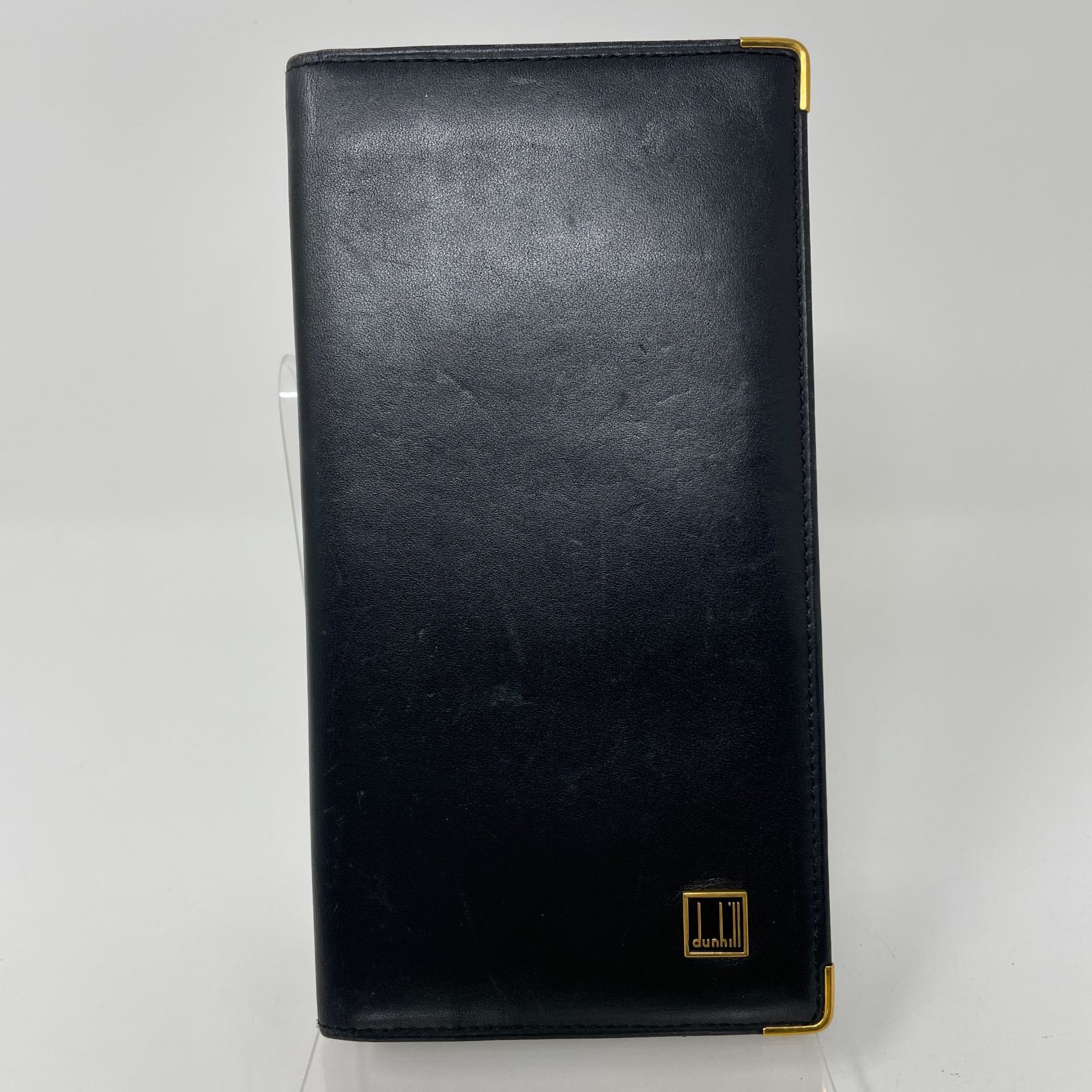 ダンヒル dunhill ゴールド ロゴプレート 二つ折り長財布 ブラック