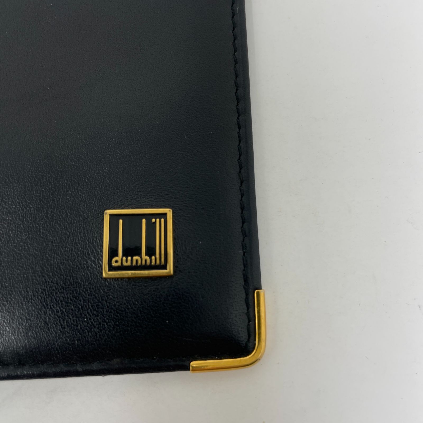 ダンヒル dunhill ゴールド ロゴプレート 二つ折り長財布 ブラック