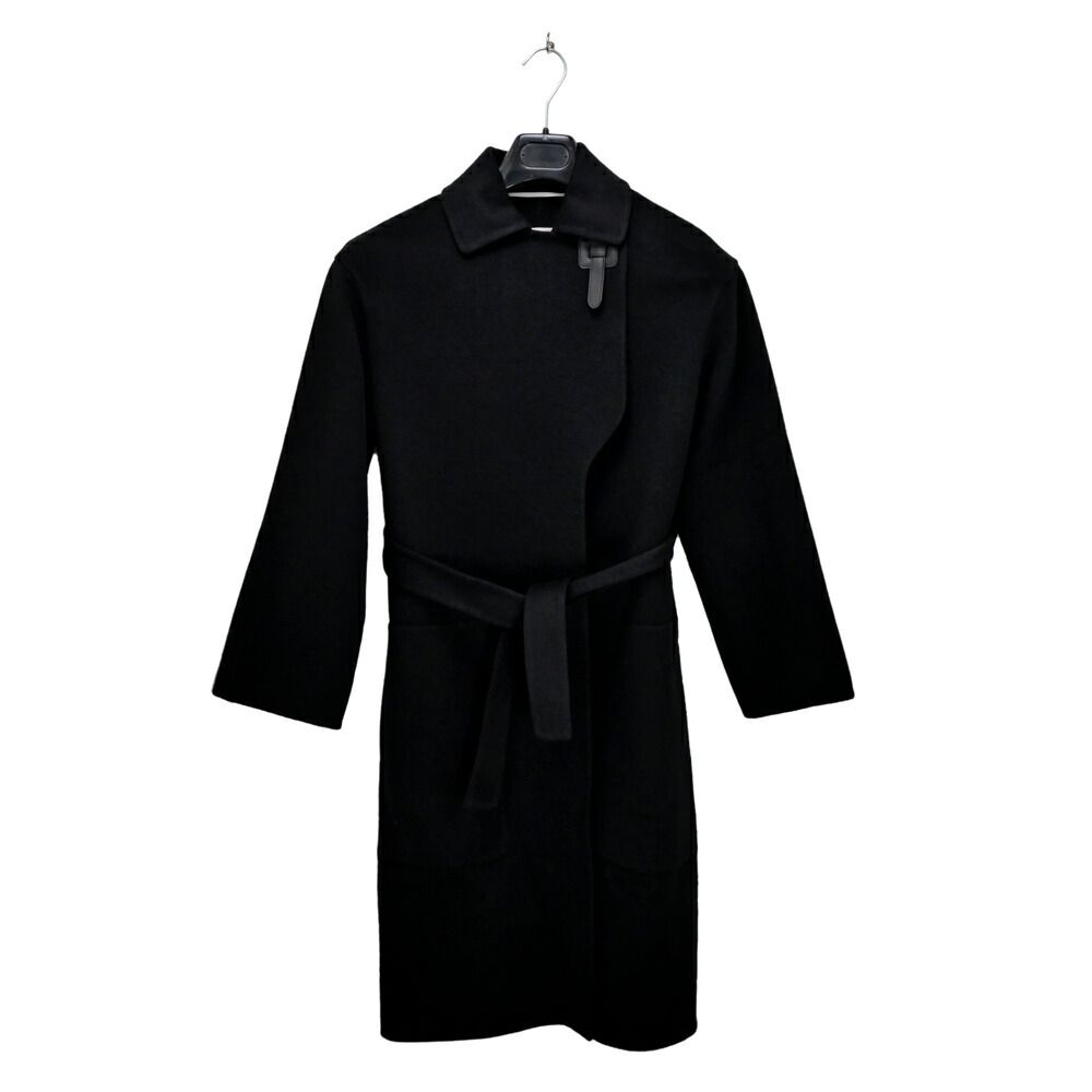 名東 エルメス カシミヤコート ブラック 黒 レディース 女 アパレル 服
