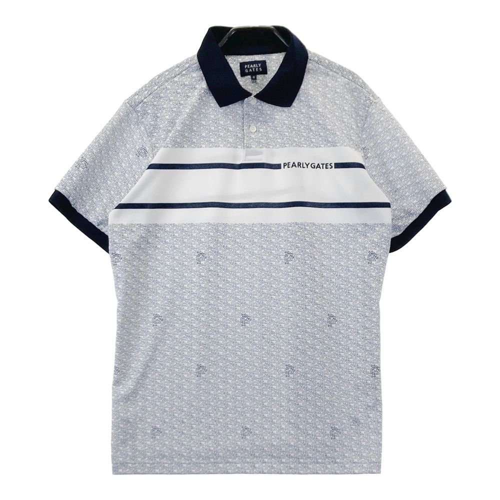 サイズ 6 PEARLY GATES パーリーゲイツ 2025年モデル 半袖ポロシャツ 総柄 ホワイト系 ゴルフウェア メンズ ストスト