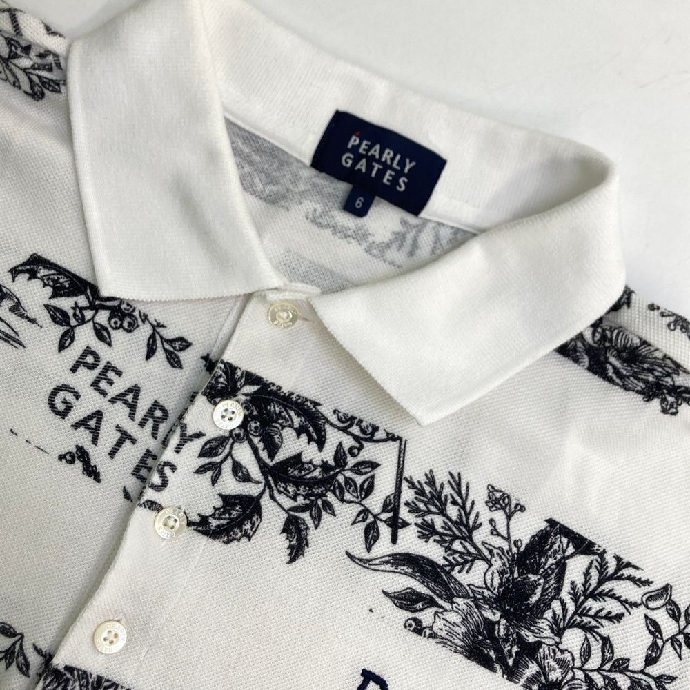 サイズ：6 PEARLY GATES パーリーゲイツ 半袖ポロシャツ ロゴ刺繍 花