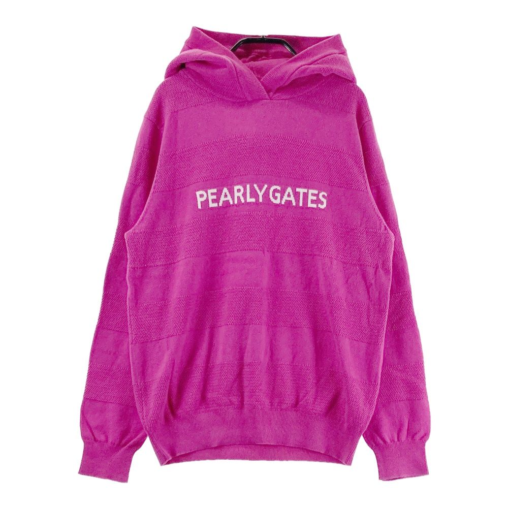 サイズ 2 PEARLY GATES パーリーゲイツ フード付 ニットセーター ピンク系 ゴルフウェア レディース ストスト
