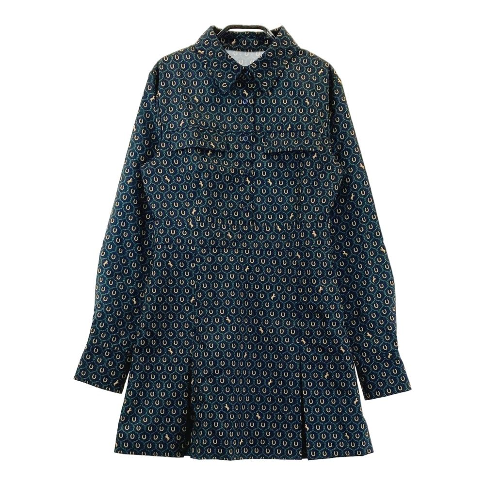 サイズ S EIMY GOLF エイミーゴルフ 半袖ポロ 長袖ワンピース 蹄鉄 総柄 ネイビー系 ゴルフウェア レディース ストスト