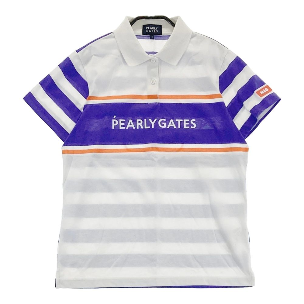 サイズ 1 PEARLY GATES パーリーゲイツ 2025年モデル 半袖ポロシャツ ボーダー柄 ホワイト系 ゴルフウェア レディース ストスト