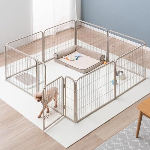 タンスのゲン ペットサークル 高さ 60 cm バリアフリー 屋内外兼用 組み替え ダブルロック ペットケージ 犬用 シンプル 89032 mm