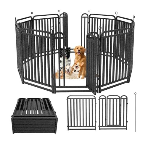 ペットサークル ペットフェンス 犬 サークルケージ サイズ 68 x 100 CM パネル シルバーブラック 折りたたみ ? 組立簡単 DIY レイアウト自由 トイレトレーニング 脱走防止 自立 ケージ 犬用 小型 中型 大型犬 ペット用品 室内 mm