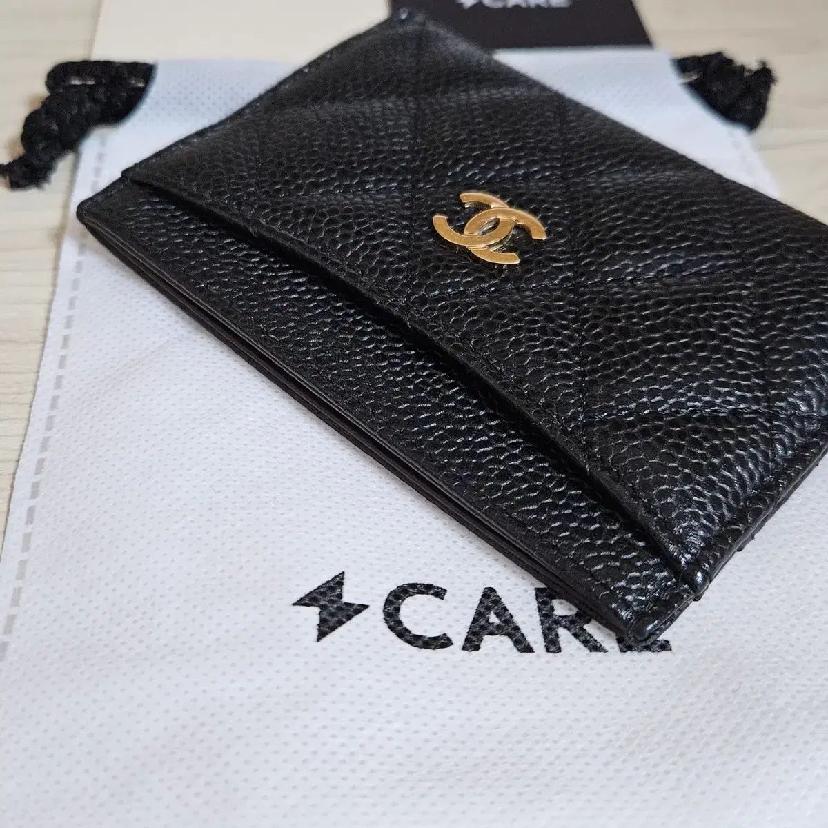  シャネル キャビア カードウォレット ブラック ゴールド 長財布 小物