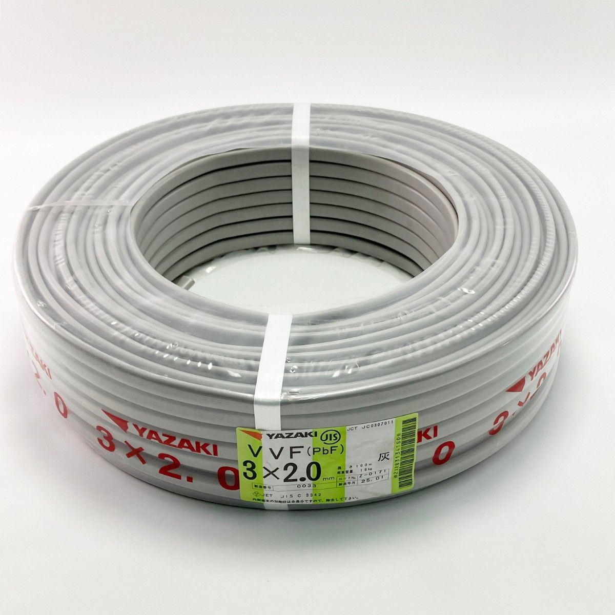 ▽▽YAZAKI VVFケーブル PbF 3芯 3 2 0 mm 100 m