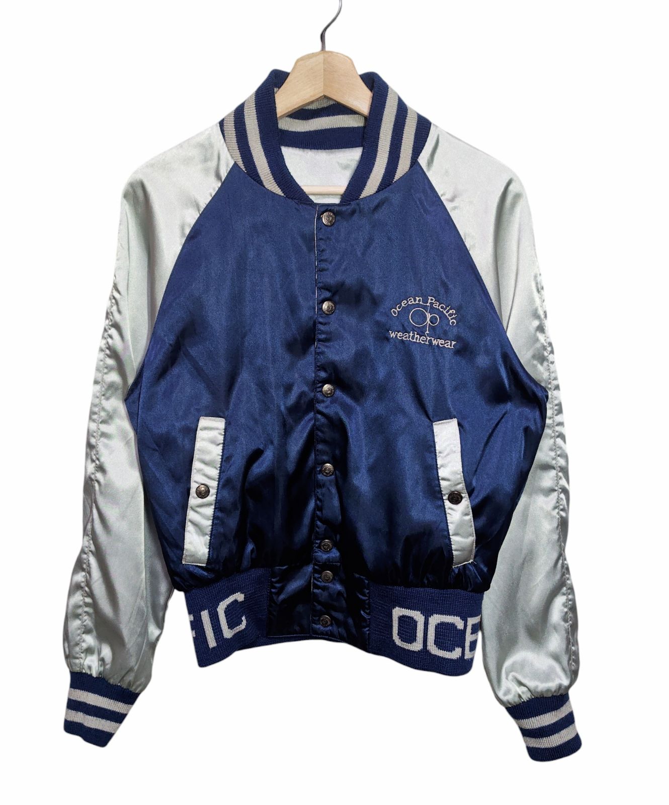 80 s Ocean Pacific OP リバーシブル ナイロンサテン スタジャン