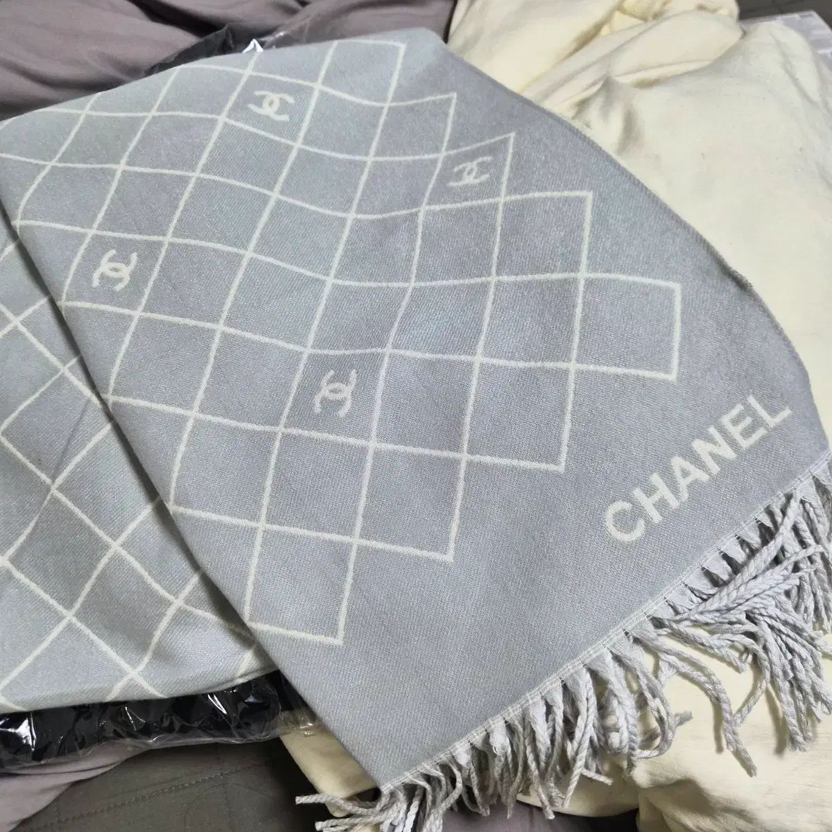 カシミア マフラー ライトスカイブルー 感たっぷり