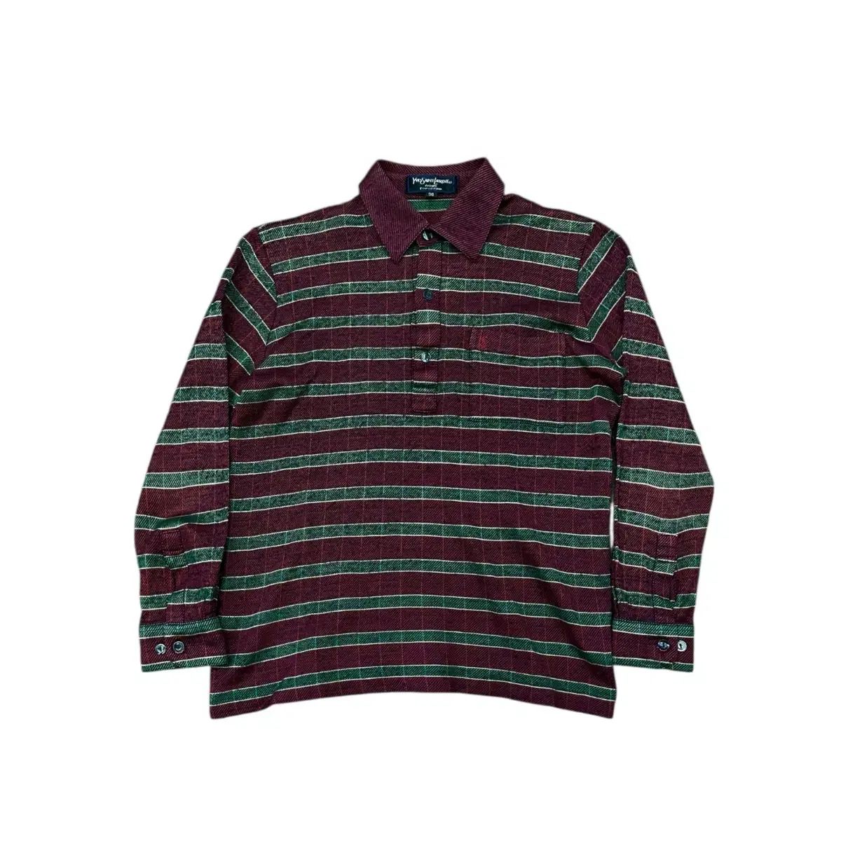 90s YVES SAINT LAURENT イヴ・サンローラン 長袖 ポロTシャツ S 