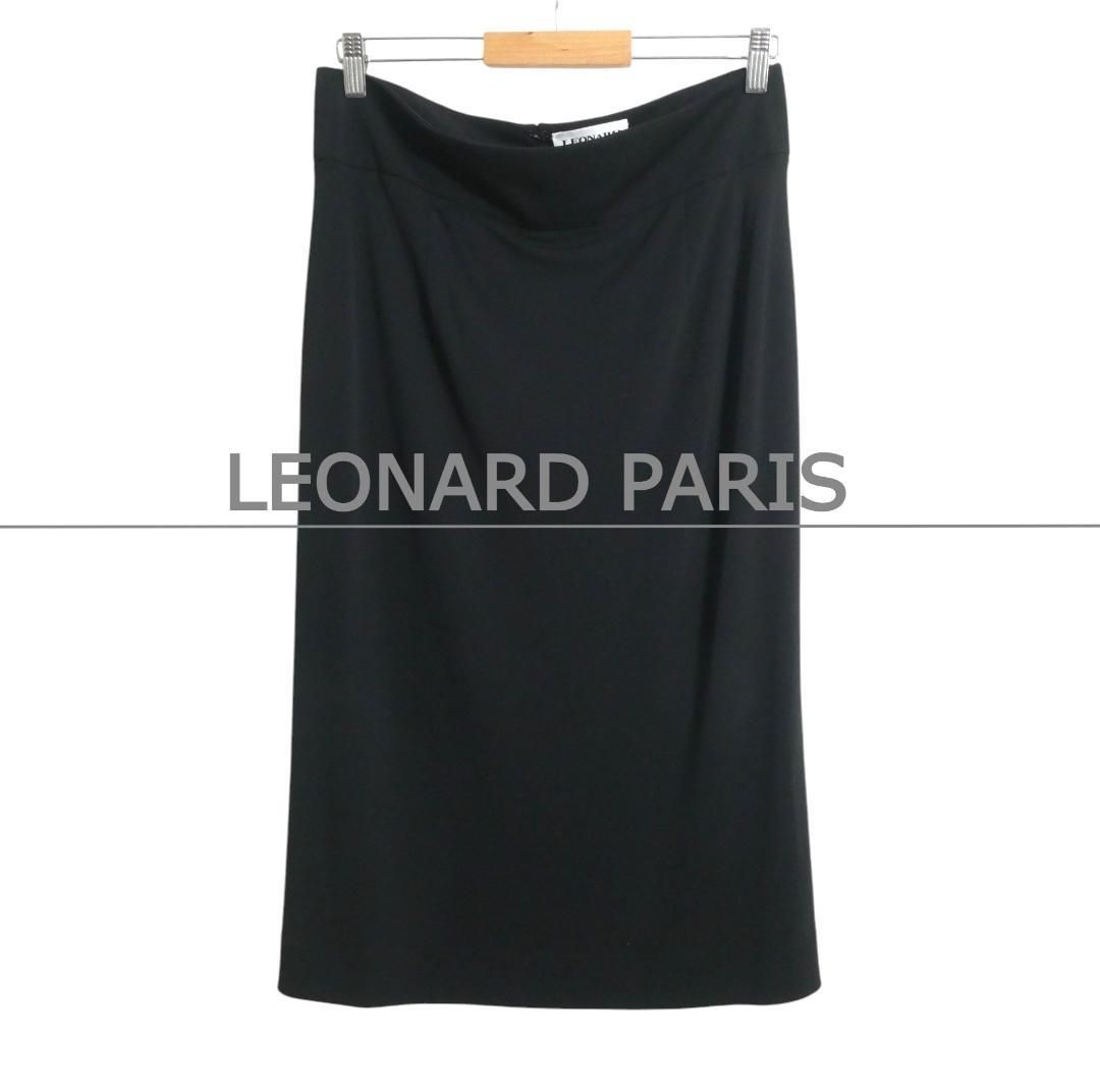 LEONARD PARIS レオナールパリ サイズ44 レーヨン ポリエステル スリット ロング ミモレ タイトスカート ロングスカート 黒 ブラック レディース