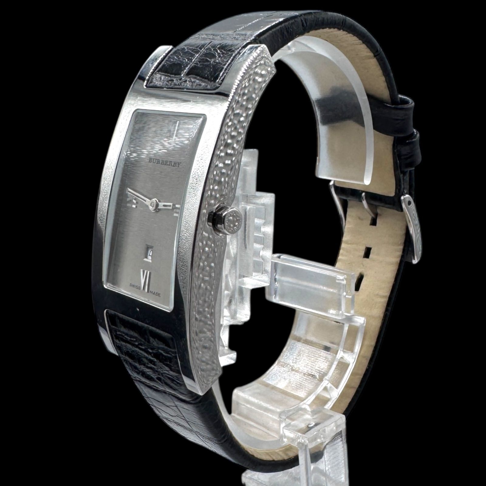電池稼働 バーバリー 14000 G メンズ腕時計 クォーツ QZ レザーベルト デイト