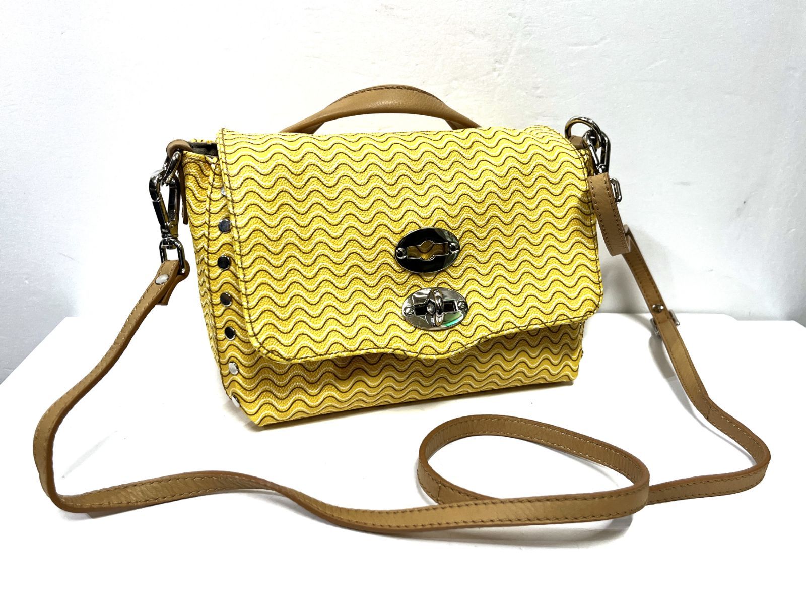 ザネラート POSTINA BABY ポスティーナ ベイビー ウェーブ柄 2 WAY ショルダーバッグ ハンドバッグ 鞄