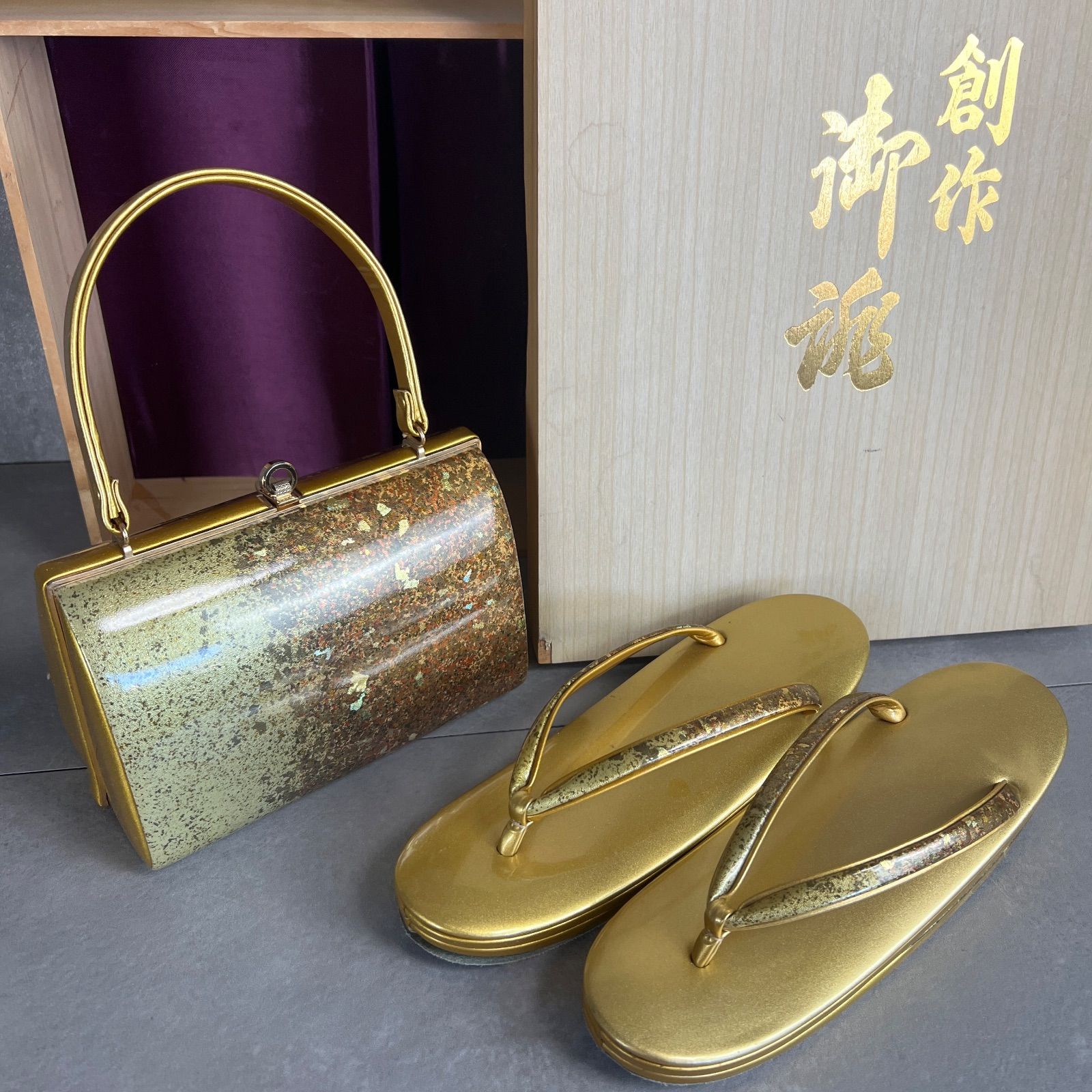 フォローで割引 ゴールド系 エナメル 合皮 レザー レディース草履 バッグ セット 女性 和装 和服 礼装 成人式 振袖 卒業式 入学式 冠婚葬祭 式典 結婚式 靴 鞄 ハンドバッグ ポーチ 02