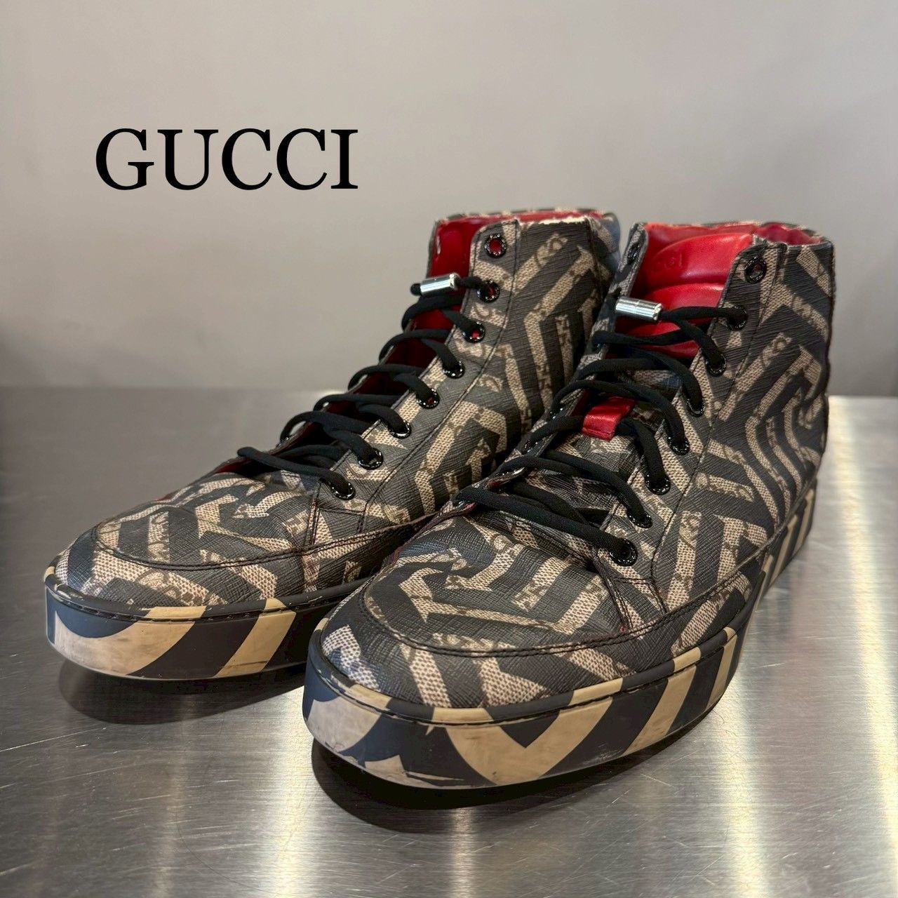 GUCCI』グッチ (27cm) GGカレイドキャンバスハイカットスニーカー