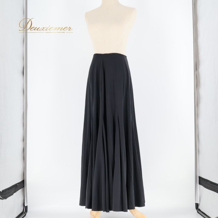 フラメンコ 衣装 ファルダ スカート 黒 無地 伸縮 レッスン 練習着