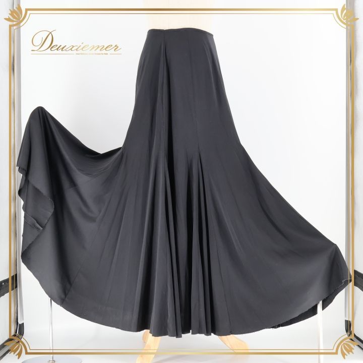 フラメンコ 衣装 ファルダ スカート 黒 無地 伸縮 レッスン 練習着