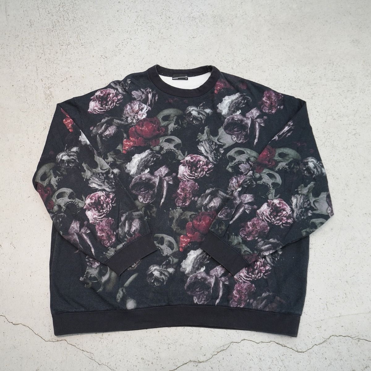 LAD ラッドミュージシャン Crew Neck Big Pullover ヴァニタス柄 ビッグ プルオーバー スカル 2220 609 黒 サイズ 44 1229 P 4