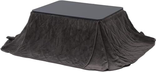 山善 カジュアル こたつ テーブル 幅80 cm 奥行60 長方形 一人暮らし 布団セット リバーシブル天板 中間入切スイッチ 温度調節無段階 天板ラウンド加工 ブラック NCK 80603 BK BR FSETmm