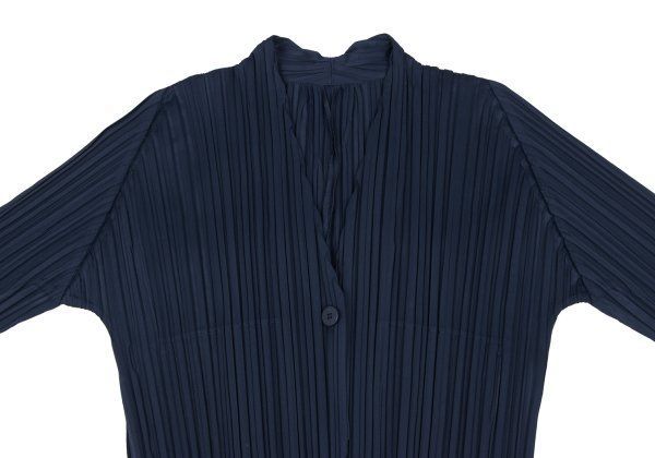 プリーツプリーズPLEATS PLEASE プリーツノーカラージャケット 紺3