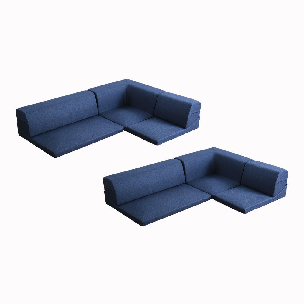 コーナーフロアソファ ロータイプ ファブリック 3人掛け 同色 Linaria リナリア SH 07 LNR 2 SET NV ネイビー