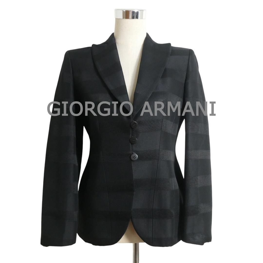 Giorgio Armani 黒ジャケット サイズ38 美品 GIORGIO ARMANI ジョルジオアルマーニ サイズ38 シルクミックス