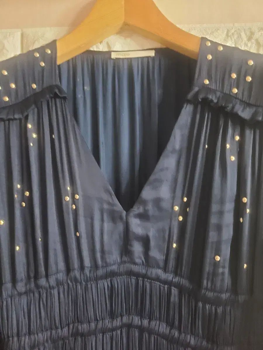  maje ネイビー スタッズ ロング ONE PIECE 66 長袖 七分袖 その他