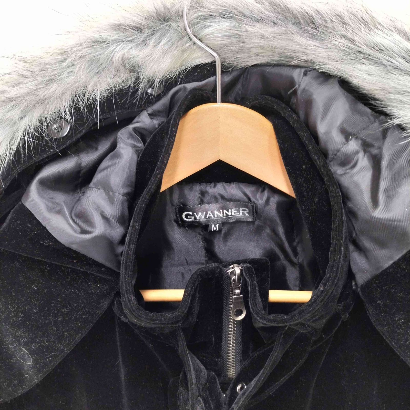 00s Y2K ファイヤーマンジャケット　ベロア　黒　ファー　お兄系　タグ付　M ユーズドフルギ USED古着 ファー付き ベロア ファイヤーマンジャケット