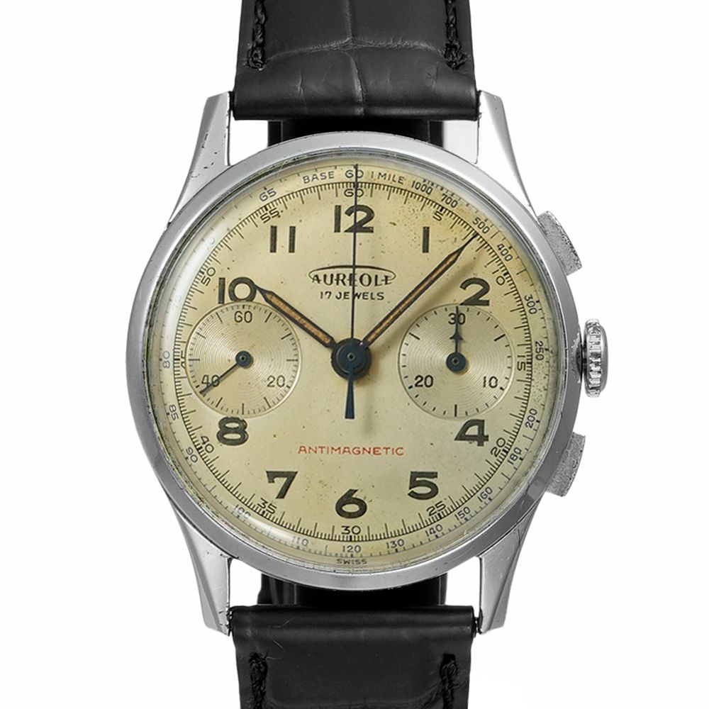 AUREOLE 2カウンター クロノグラフ 1950年代 ランデロン製 Cal 51搭載 Ref 不明 アンティーク品 メンズ 腕時計