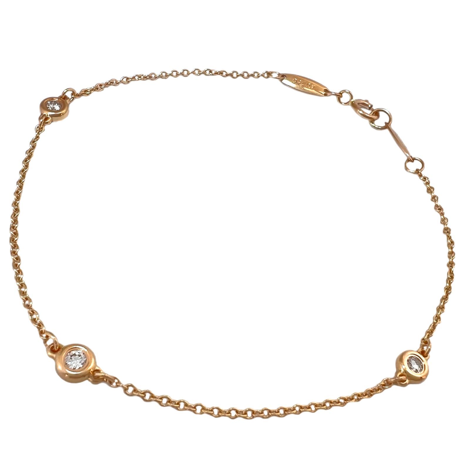 TIFFANY＆Co ティファニー ブレス バイザヤード ダイヤ 3石 チェーン 750 K 18 PG ピンクゴールド