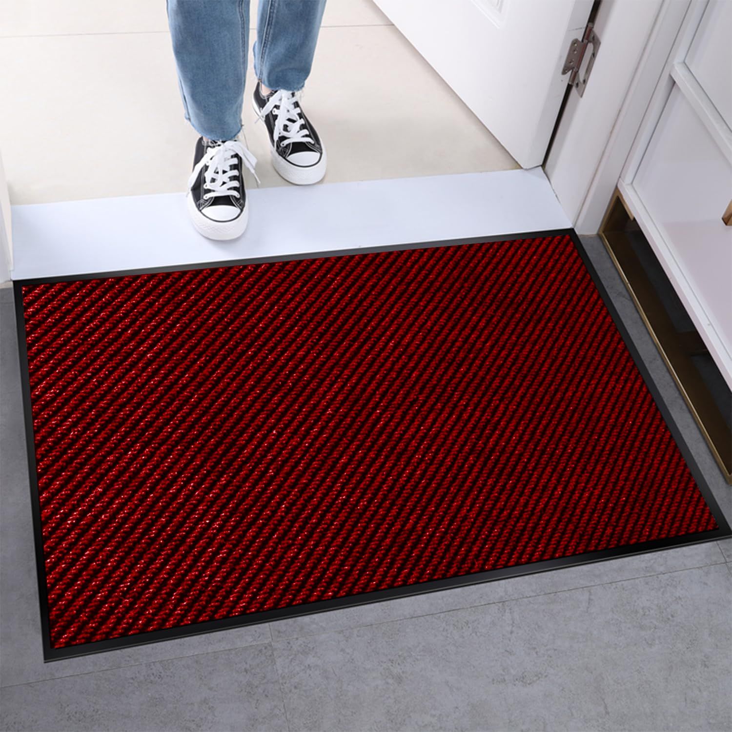 泥落としマット 耐磨耗性 滑り止め 室内 業務用 泥落とし 家庭用 速乾 吸水 屋外 無地 オフィス 玄関マット お店 120*150 cm レッド