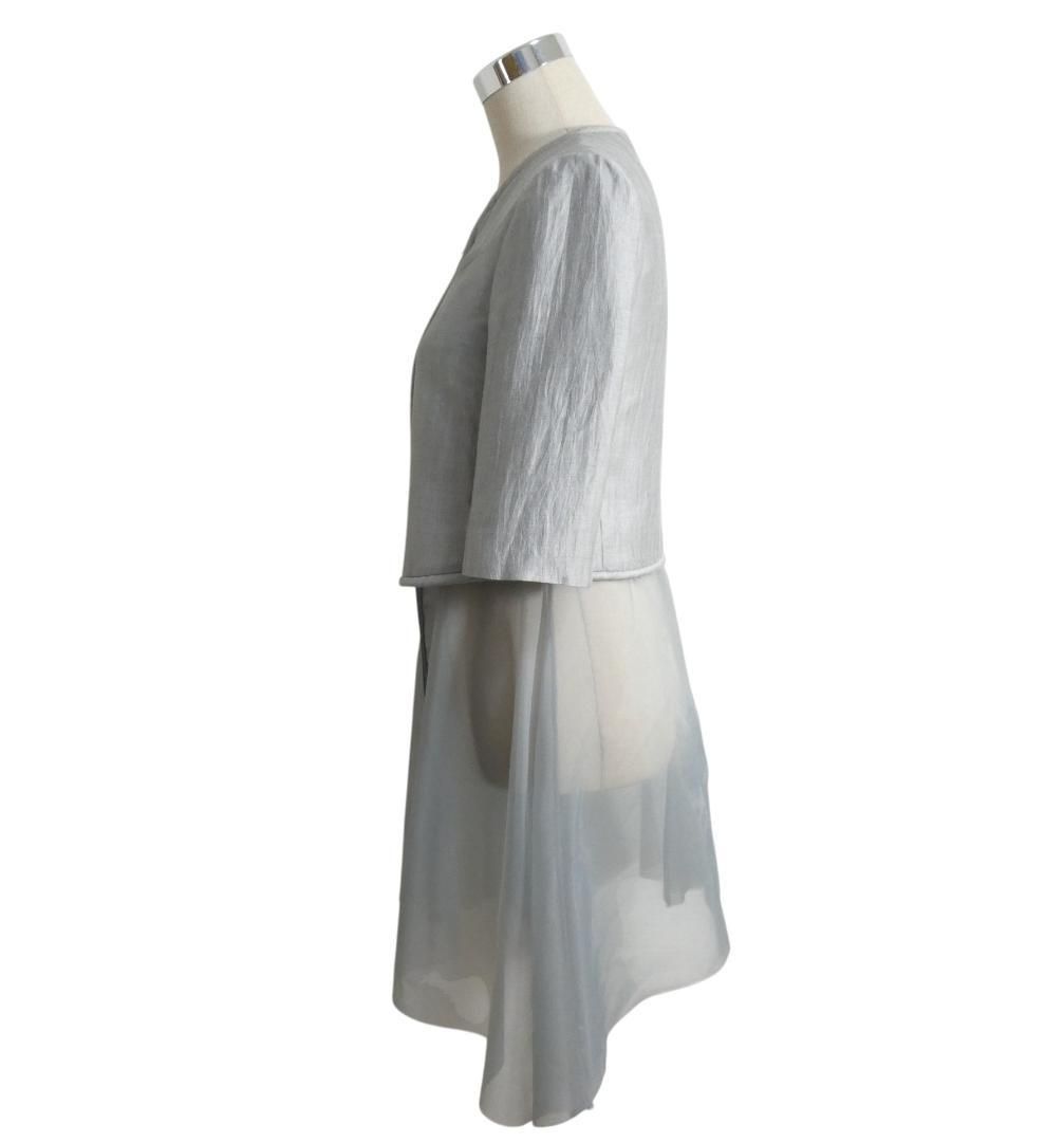 EMPORIO ARMANI - 極美品 エンポリオアルマーニ チュール フルジップ 七分袖 ノーカラージャケット 極美品 エンポリオアルマーニ EMPORIO ARMANI ノーカラージャケット