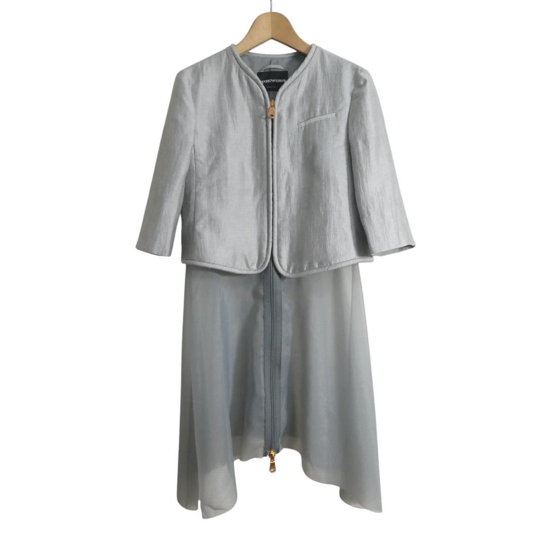 EMPORIO ARMANI - 極美品 エンポリオアルマーニ チュール フルジップ 七分袖 ノーカラージャケット 極美品 エンポリオアルマーニ EMPORIO ARMANI ノーカラージャケット